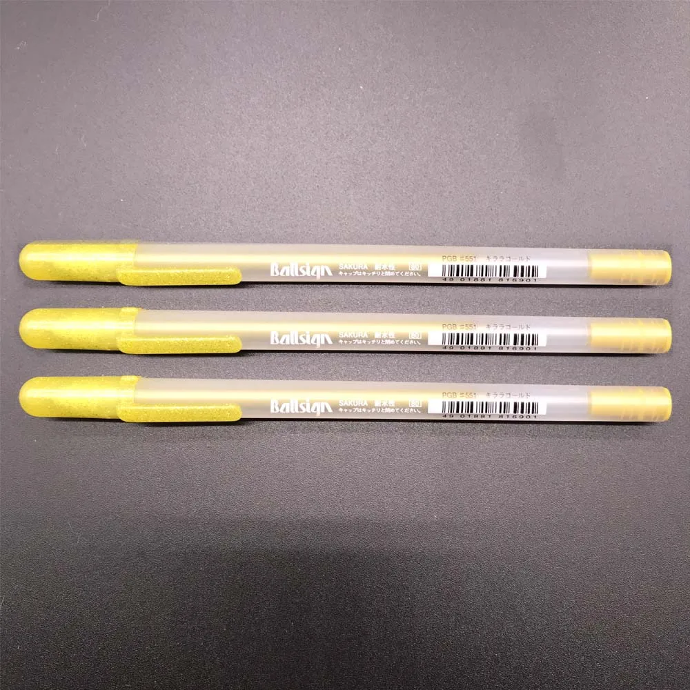 3pcs Gold 3 шт./лот, набор гелевых чернил Sakura Gelly в японском стиле, золотой, белый, серебристый металлик, эскизный маркер для выделения, ручка для рисования, товары для рукоделия - Цвет: 3pcs Gold
