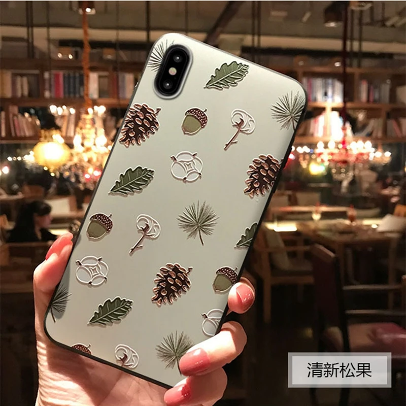 Чехол С Рисунком Листьев для iPhone X XS MAX XR мягкий силиконовый чехол 6 6s Plus 7 8 plus