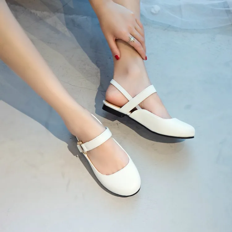 Сандалии женские на плоской подошве босоножки с круглым носком и закрытым