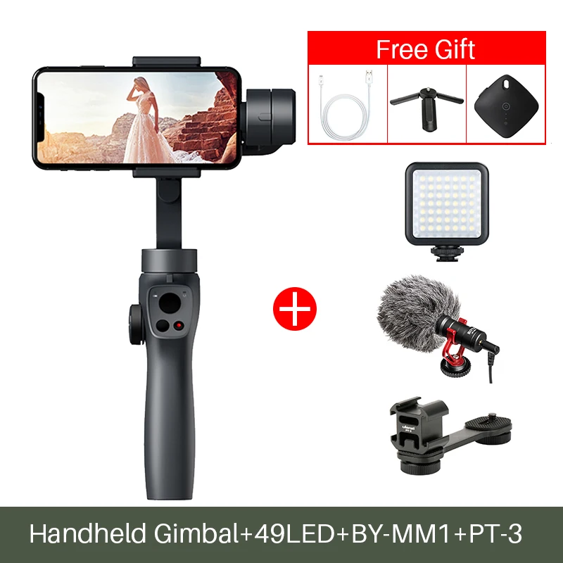Capture II Mic LED Funsnap Caputure 2 смартфон 3 оси Gimba Экшн камера Gimbal для IOS Andriod Gopro 7 6 5 eken Yi Gimbal комплект со светодиодный микрофоном - Цвет: Capture II Mic LED