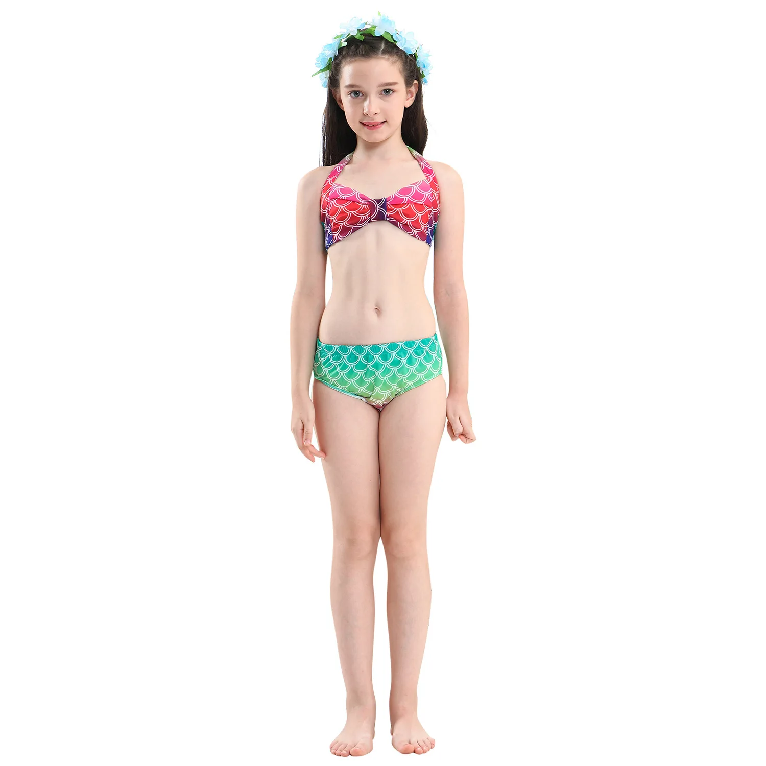 Комплект бикини, костюм для детей с хвостом русалки в стиле аниме, для плавания, хвост русалки, карнавальный костюм для девочек