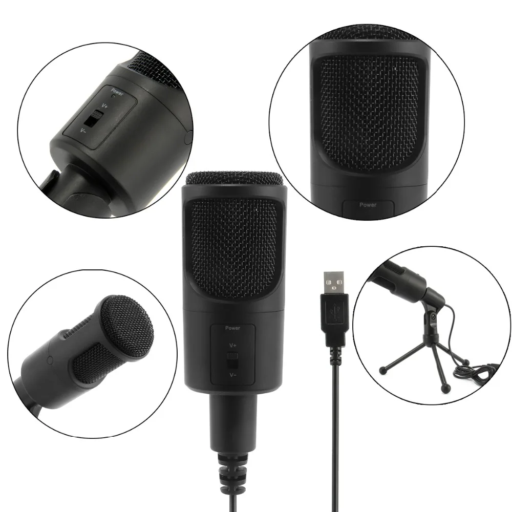 SOONHUA, микрофон, портативный, USB, профессиональный, студийный, аудио, запись, микрофон с ударным креплением, подставка для игр, скайп, общения