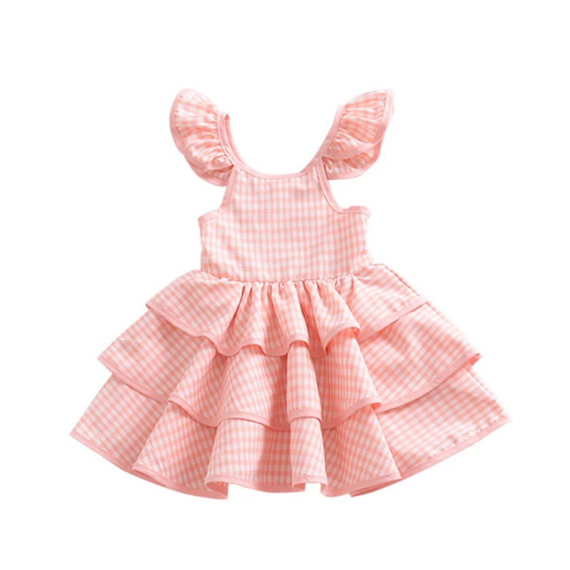 Платья для девочек весна 2020 новая детская одежда милое Пышное Платье в клетку с