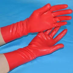 red Сексуальные латексные короткие рукавицы на запястье пять пальцев резиновые варежки Gummi рука Bodycon - Цвет: red