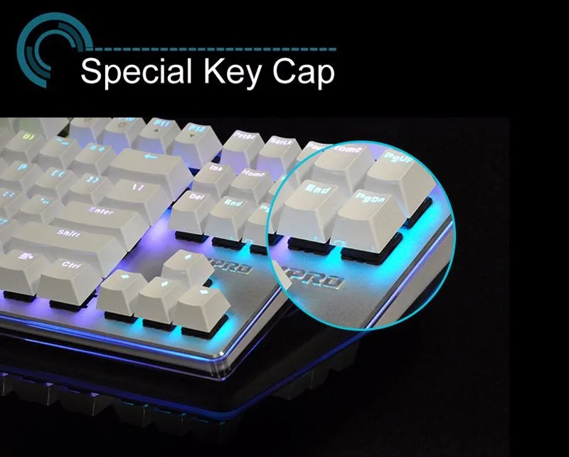 Механическая игровая клавиатура Teclado из сплава Rapoo V500 с питанием от USB для игрового компьютера, настольного ноутбука, черный/коричневый/синий