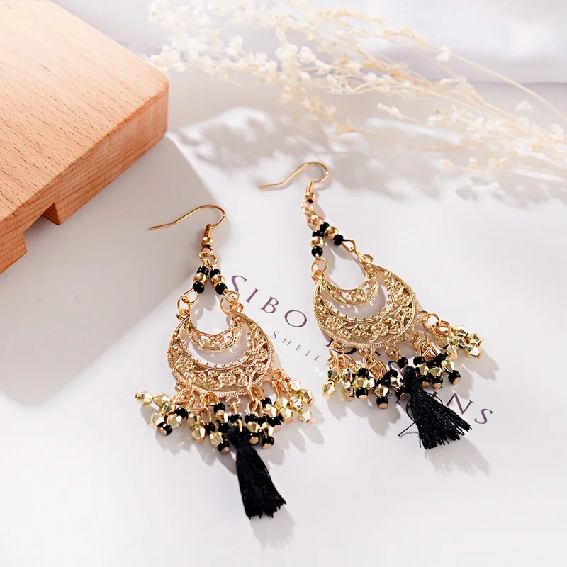 Винтажные богемные красочные бусины серьги jhumka для женщин этнические резные
