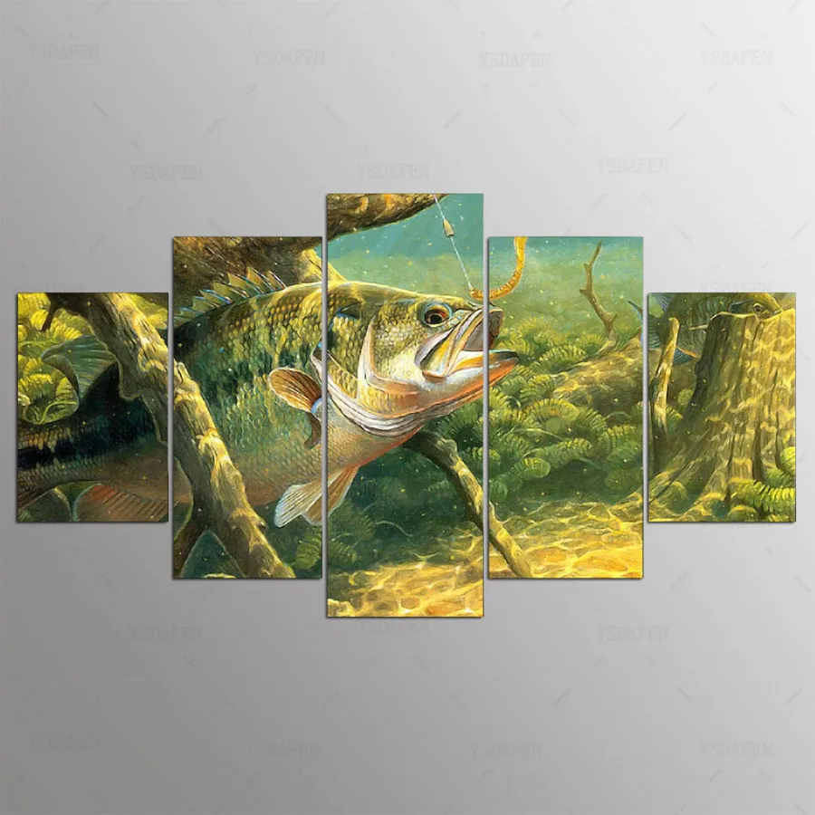 Ysdafen 5 панель HD с Живопись Рыба холсте Home Decor Wall Art картина для гостиной kn 198|art