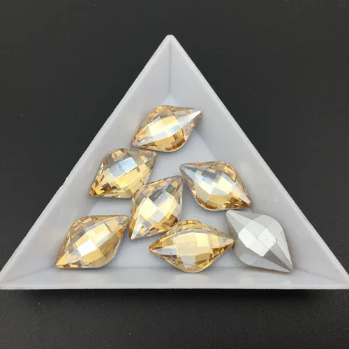 gold champagne 30 шт. 12x19 мм стеклянный кристалл лимон ромб изысканный камень заостренный назад горный хрусталь много цветов Изготовление ювелирных изделий - Цвет: gold champagne