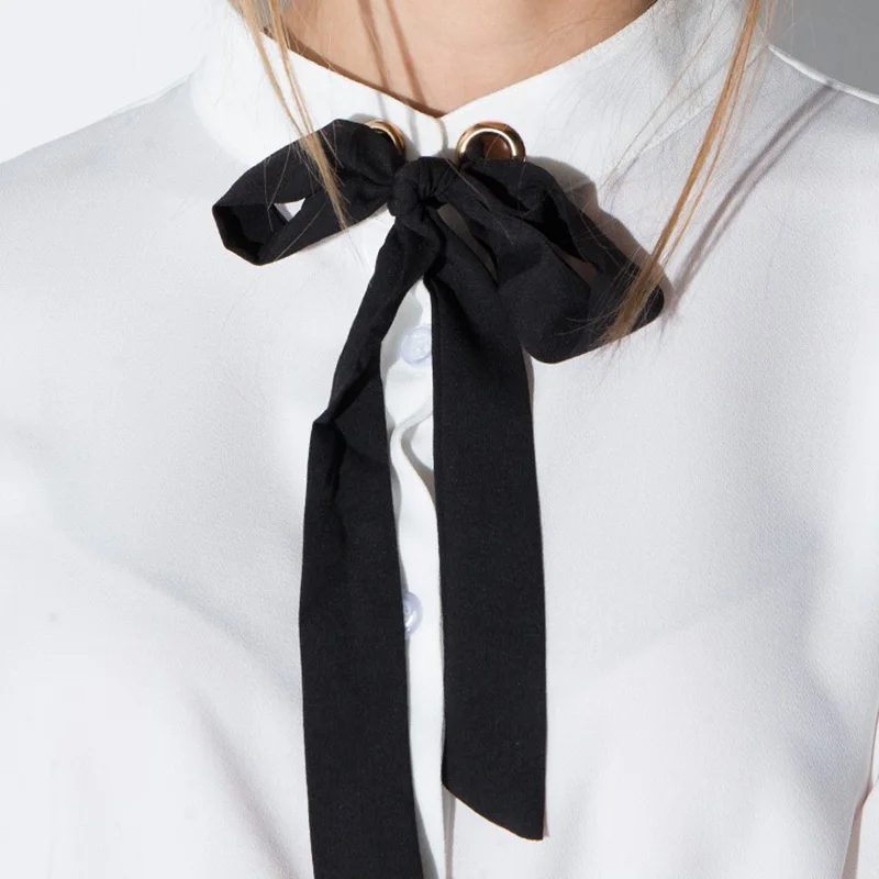 Женская блузка HDY Haoduoyi белая однотонная на шнурках с бантом 2020|blouse brand|blouse stylebrand