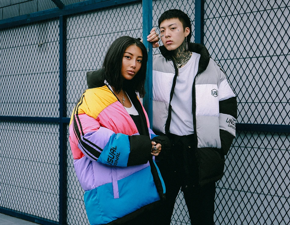 Aelfric Eden уличная зимняя куртка Для мужчин Цвет блок Радуга Harajuku в стиле «хип-хоп» парки Для женщин ветровка теплой верхней одежды с хлопковой подкладкой: куртка и объемными цветами