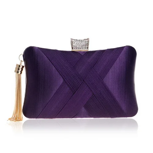 YM1185purple GLOIG, Женский вечерний клатч, кошелек, вечерние, на свадьбу, на ужин, маленький кошелек, с кисточками, модная женская сумка на плечо с цепочкой - Цвет: YM1185purple