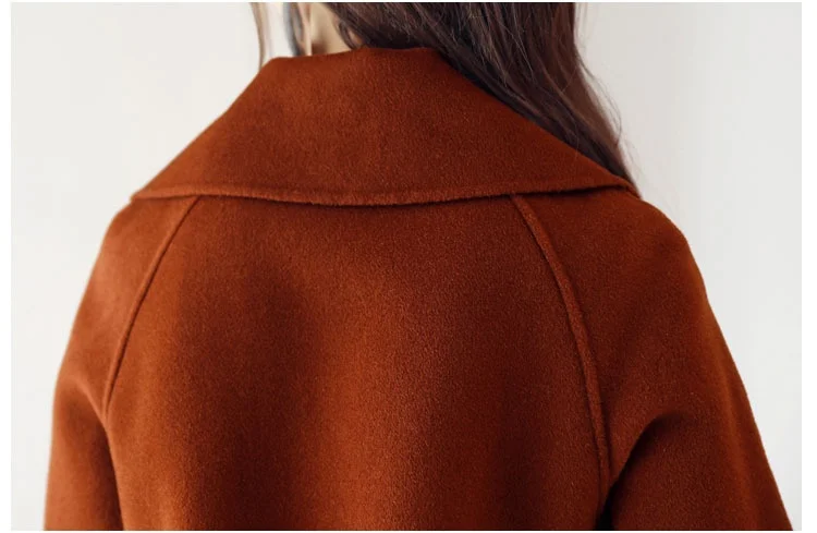 Female Double-breasted Overcoat Long Sleeve Turn-down Collar Slim Fit Women Army Green Woolen Coats Spring Windproof Warm Jacket | Женская