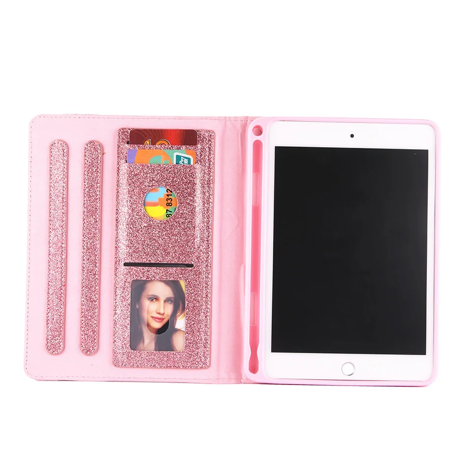Glitter Case for iPad Mini 4 with Pencil Holder Bling Sparkle Girly PU Leather Full Body Protective Cover 7.9 | Компьютеры и офис