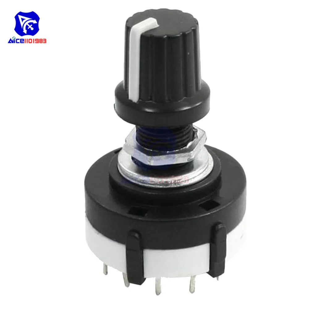 Rotary Switch 26mm Diameter 6mm Shaft 3 Knives 4 Files Adjustable Gear with Knob for Arduino | Электронные компоненты и