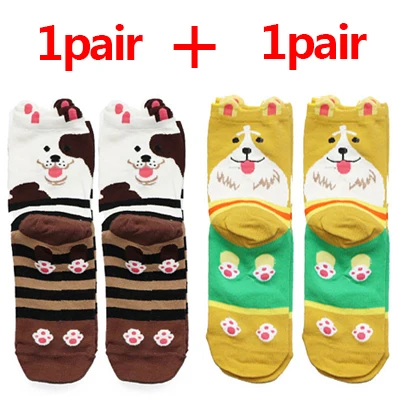 2Pair color 10 2 пары женских носков женские короткие носки с объемным рисунком животных весенние, осенние, зимние стильные женские милые кавайные носки Calcetines - Цвет: 2Pair color 10