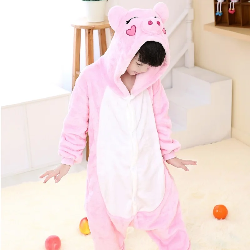 кигуруми Мальчики Девочки Пижамы теплые Зимние животные Стежка Свинья для Детей