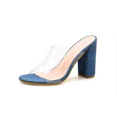 Summer hot fashion wild retro ladies sandals and slippers fish mouth transparent thick with Japanese high heels | Обувь