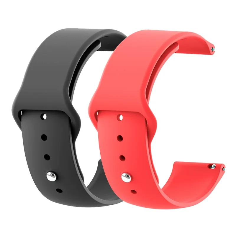 Black Red 18 мм 20 мм 22 мм 2 шт силиконовый ремешок для часов gear S2 ремешок для samsung gear S3 Classic Frontier Galaxy Watch Amazfit Bip браслет - Цвет ремешка: Black Red
