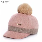 Теплая детская зимняя бейсболка, 100% шапка из натурального кроличьего меха, спортивная шапка для гольфа, детская зимняя шапка с помпоном для девочек и мальчиков