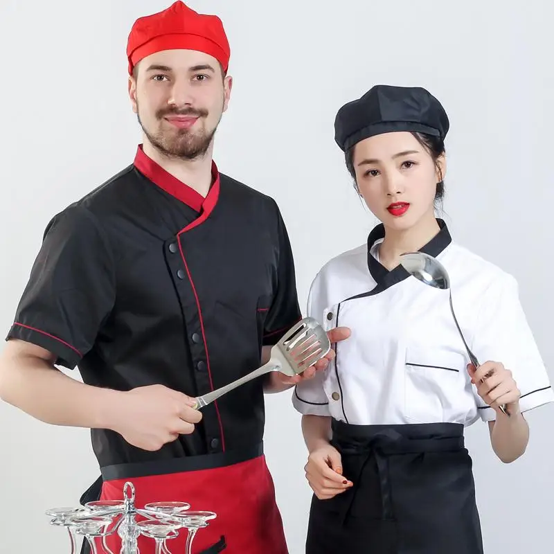 2017 Летняя униформа шеф-повара с коротким рукавом одежда для кухни Мужская и