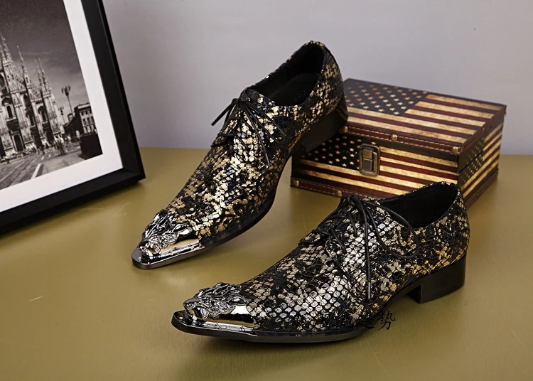 Черные кожаные мужские туфли оксфорды с принтом Мужские модельные на шнуровке