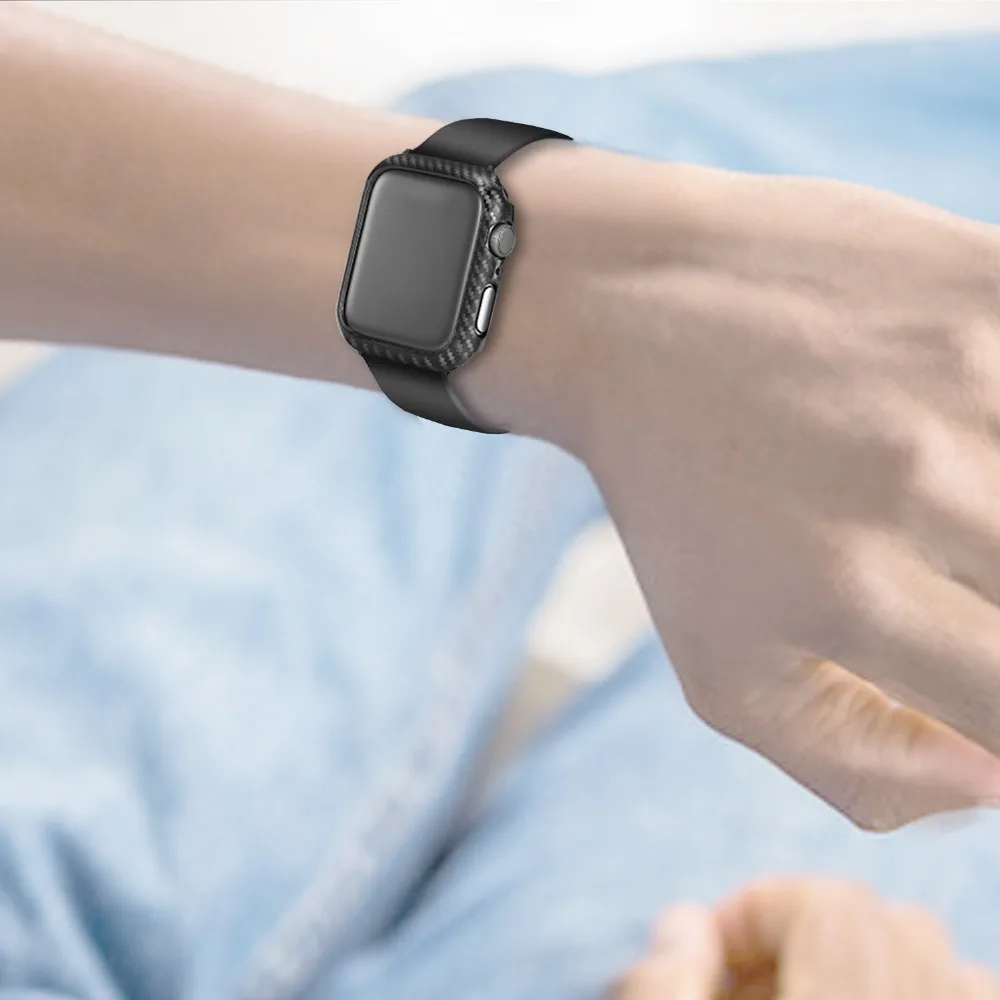 Чехол-бампер для Apple Watch 42 мм 44 38 40 защитный ультратонкий чехол из углеродного
