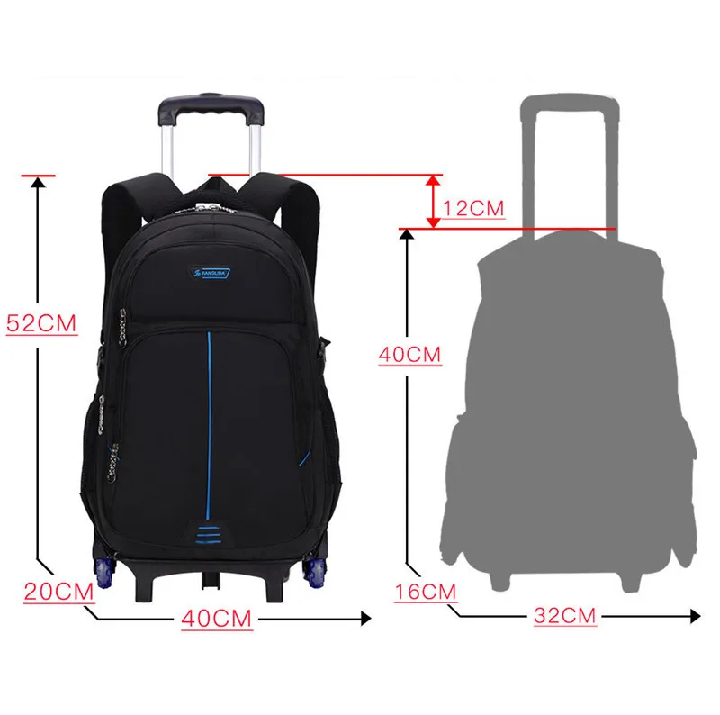 Детские школьные сумки на колесиках, Mochilas, съемные детские рюкзаки, 6 колес, Большой Вместительный рюкзак, багаж для мальчиков, рюкзак Escola