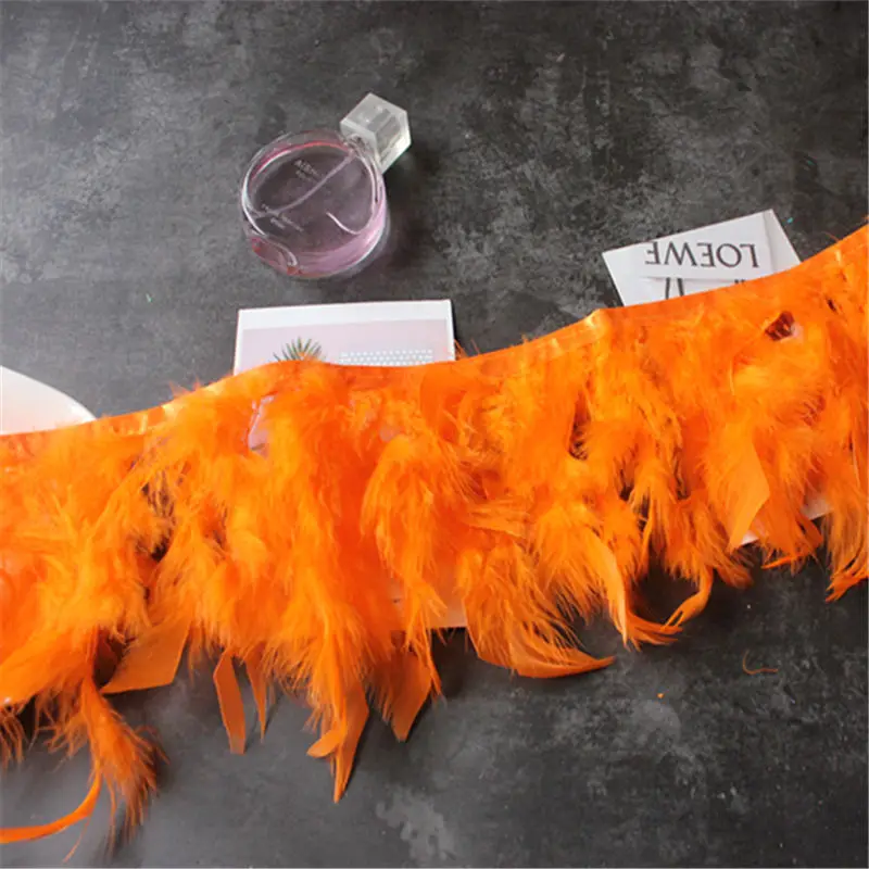 orange 1to2 метра индейка перьевая отделка Край ткани DIY швейная одежда и декоративная Свадебная вечеринка - Цвет: orange