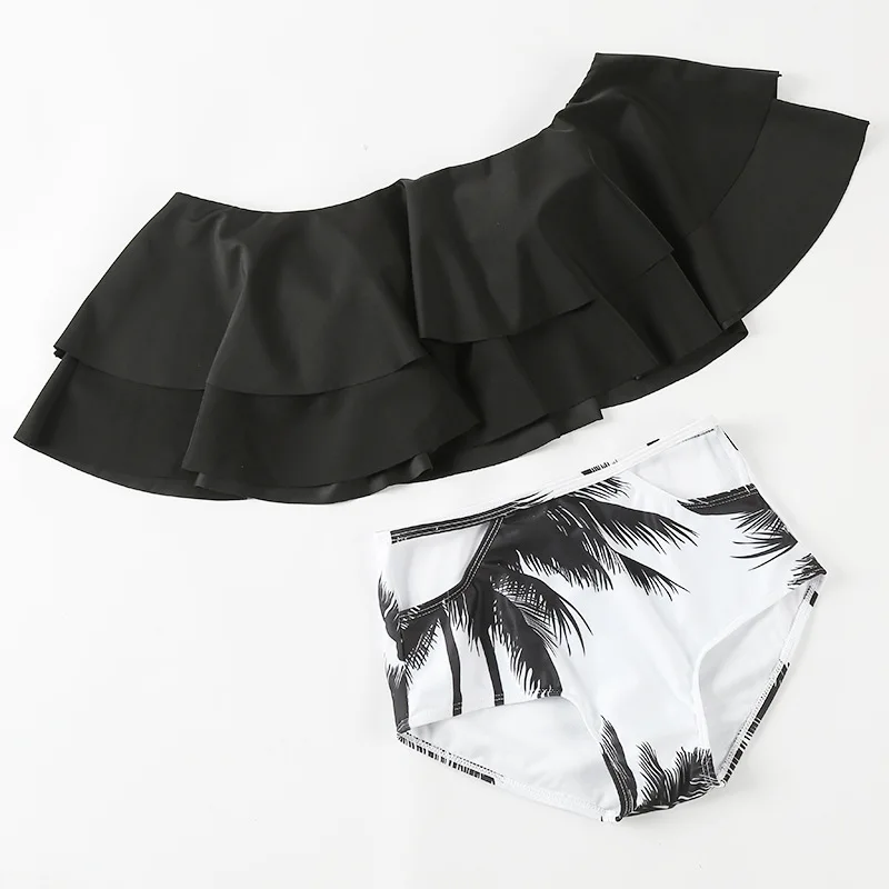 Комплект бикини двухслойный купальник с оборками купальный костюм пуш-ап