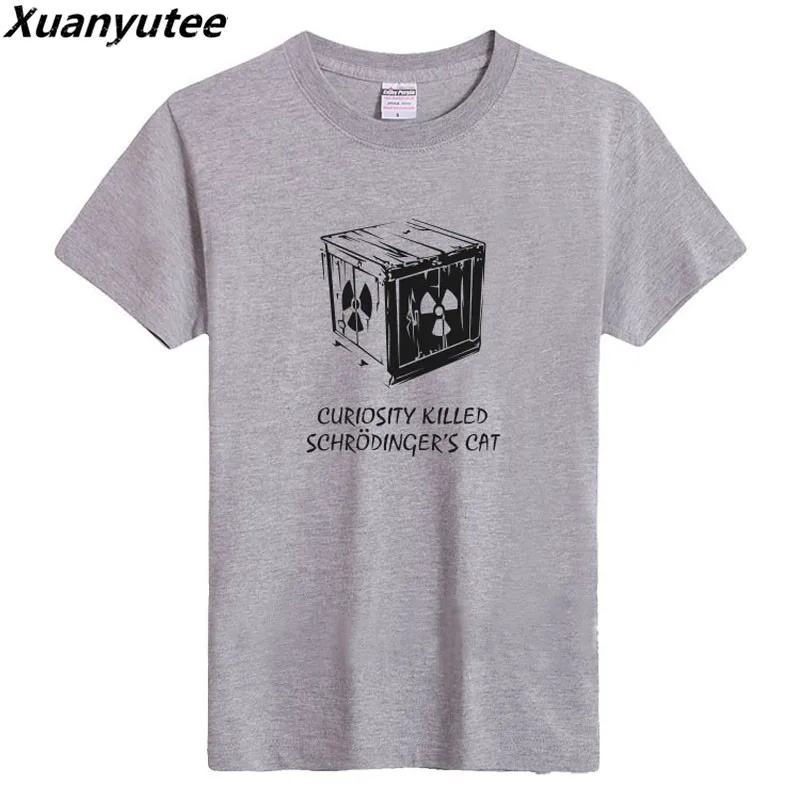 Xuanyutee Curiosity Killed Schrodinger's Cat Футболка Мужская хлопковая футболка с короткими