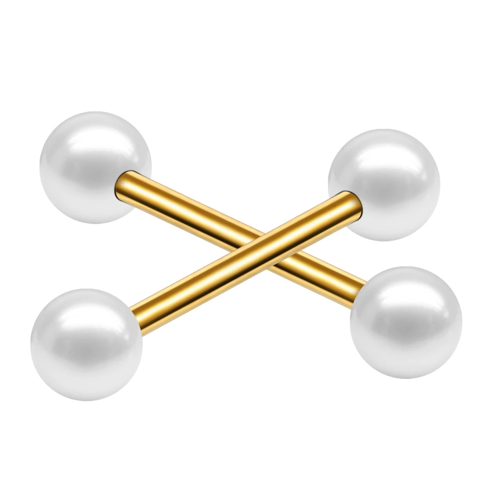 Серьги гвоздики из титана G23 с белым жемчугом ювелирные украшения для прокола