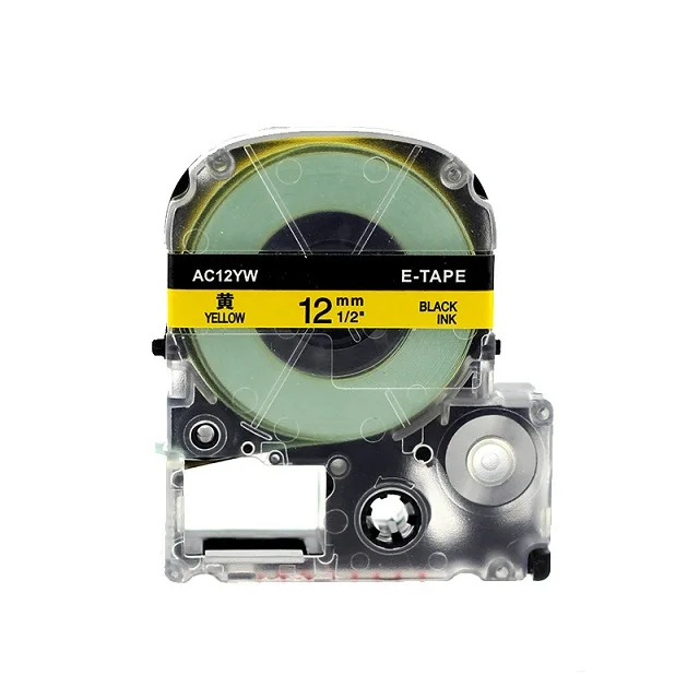Black on Yellow Labelife SC12Y черный на желтом совместимый Epson Labelworks LW-300 Картридж Ленты для маркировки этикеток производитель ленты заправка картриджа 12 мм x 8 м - Цвет: Black on Yellow