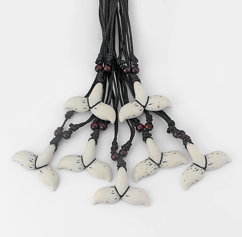 12 шт имитация кости яка КИТ хвост подвески кулон шнур обработанный воском с