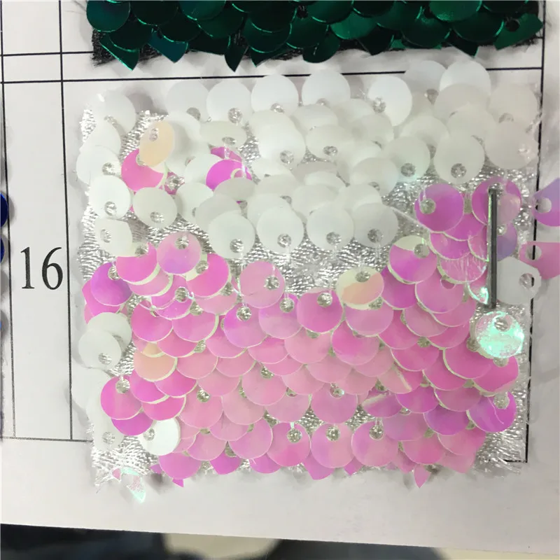 Pink-white 50 дюймов* 1 ярд Русалка рыбья чешуя Реверсивный блесток вышитая ткань 5 мм блесток для платьев наволочка свадебное украшение - Цвет: Pink-white