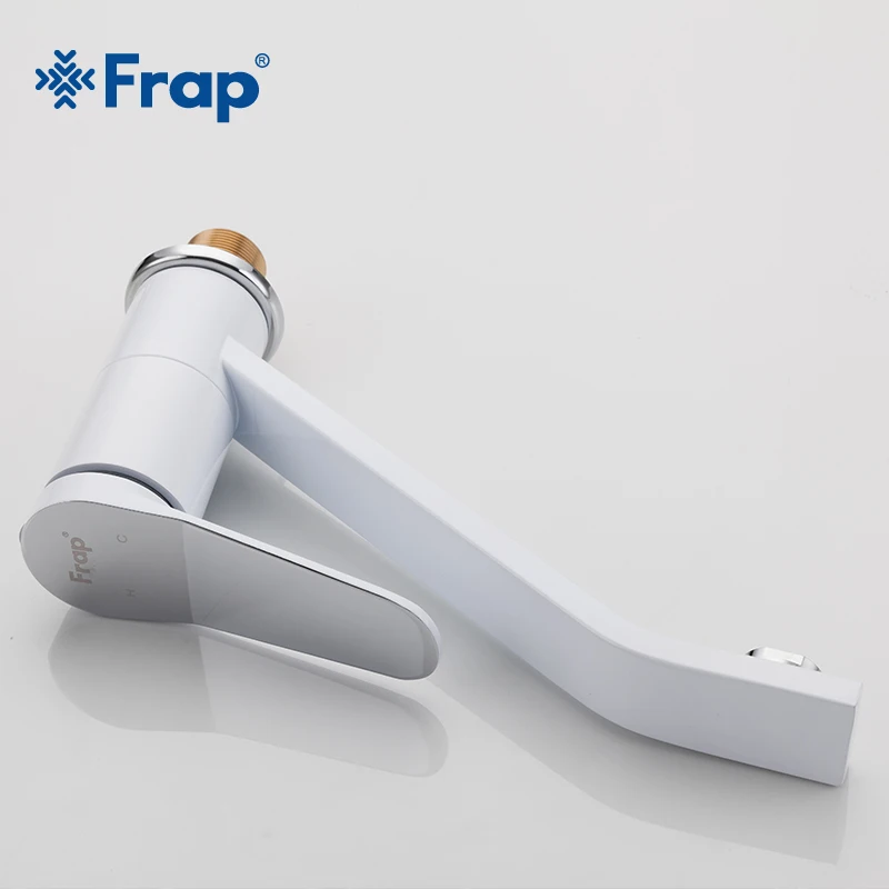 FRAP простой Однорычажный смеситель для раковины белая картина длинный рот