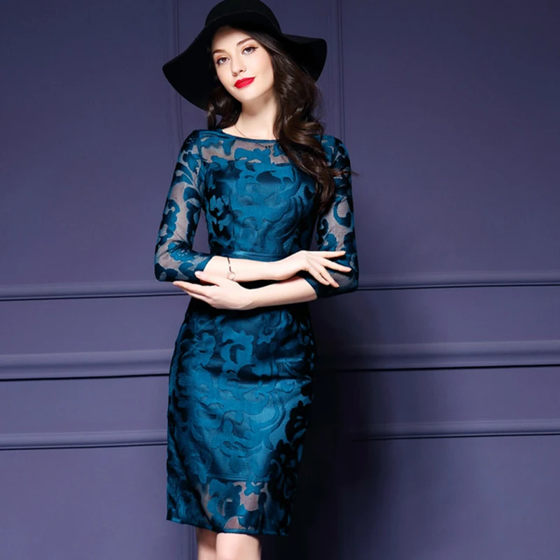 Новый европейский 2017 Лето Женская Кружева выдалбливают Мини платья с длинным