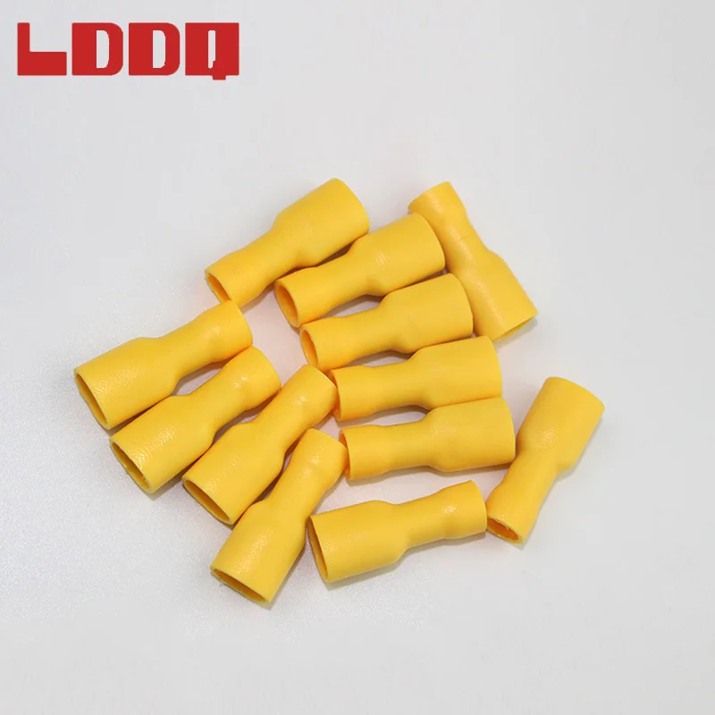 LDDQ 100 шт. 12-10AWG полностью изолированная лопатка обжимные клеммы желтые
