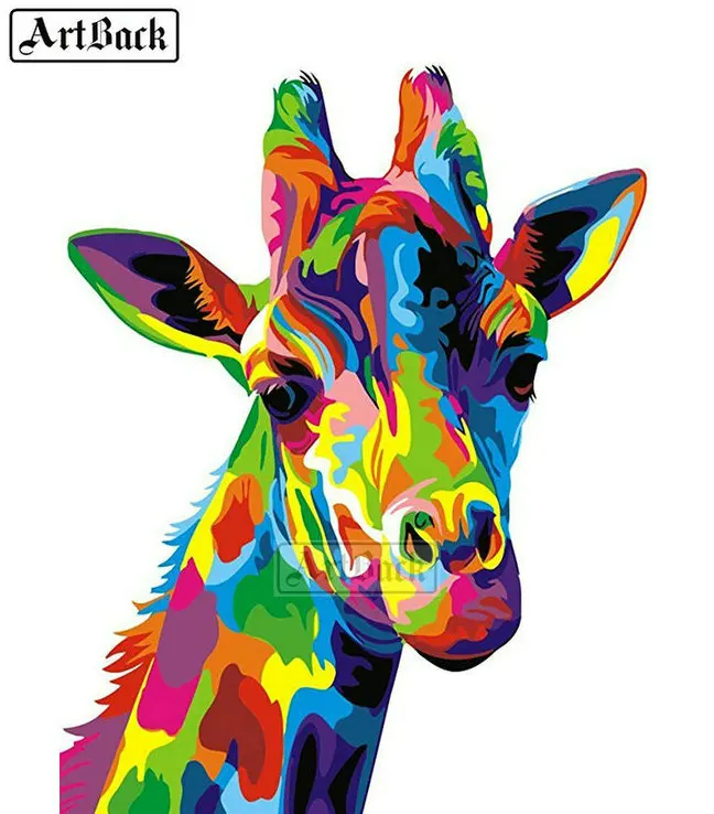 

Full square drill diamond painting color giraffe head horse 5d diamond embroidery 3d animal mosaic home decoration gift