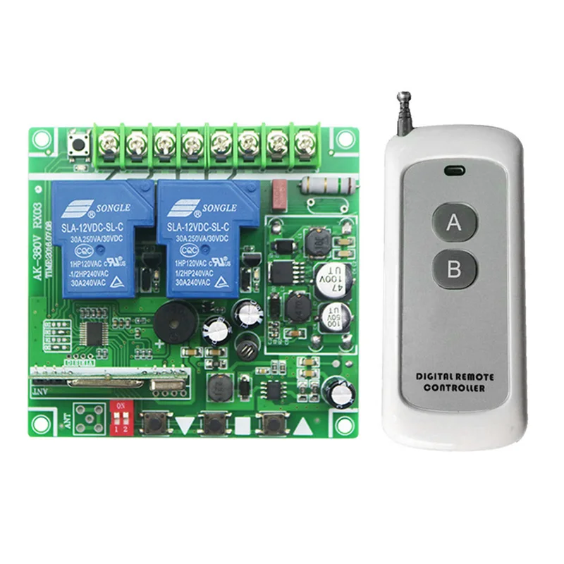 DC 12V 24V 36V 48V 8A 2CH RF беспроводной пульт дистанционного управления 1 * приемник и 1 * передатчик 100m ультра-тонкий 2 ключа