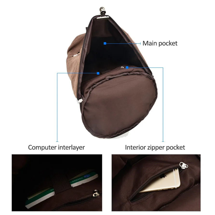 Вместительные сумки для альпинизма круглый мешок водонепроницаемая холщовая