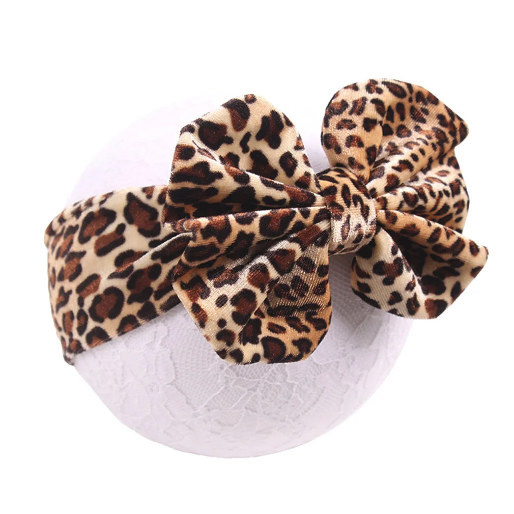 1pcs 2019 5'' Leopard Velvet Headband For Girls Soft Elastic Hair Band Printed Hairband Floppy Bow Kids Accessories | Детская