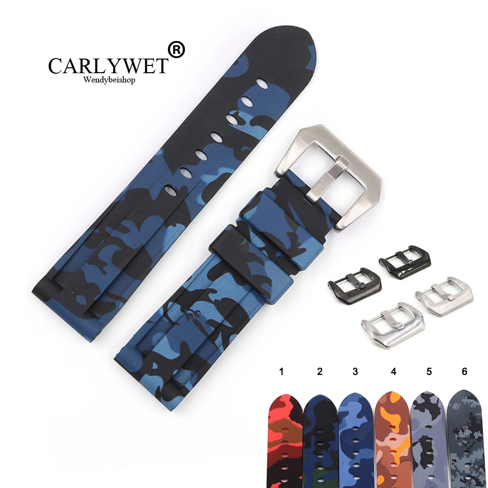 Ремешок CARLYWET силиконовый для часов сменный резиновый браслет с петлями Panerai Luminor