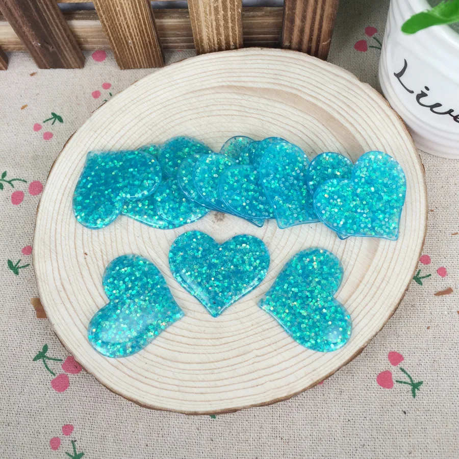 

Kawaii плоские "сделай сам" с голубым сердцем с яркой блестящей бумагой резиновый кабошон с плоской задней частью Скрапбукинг украшение Украше...