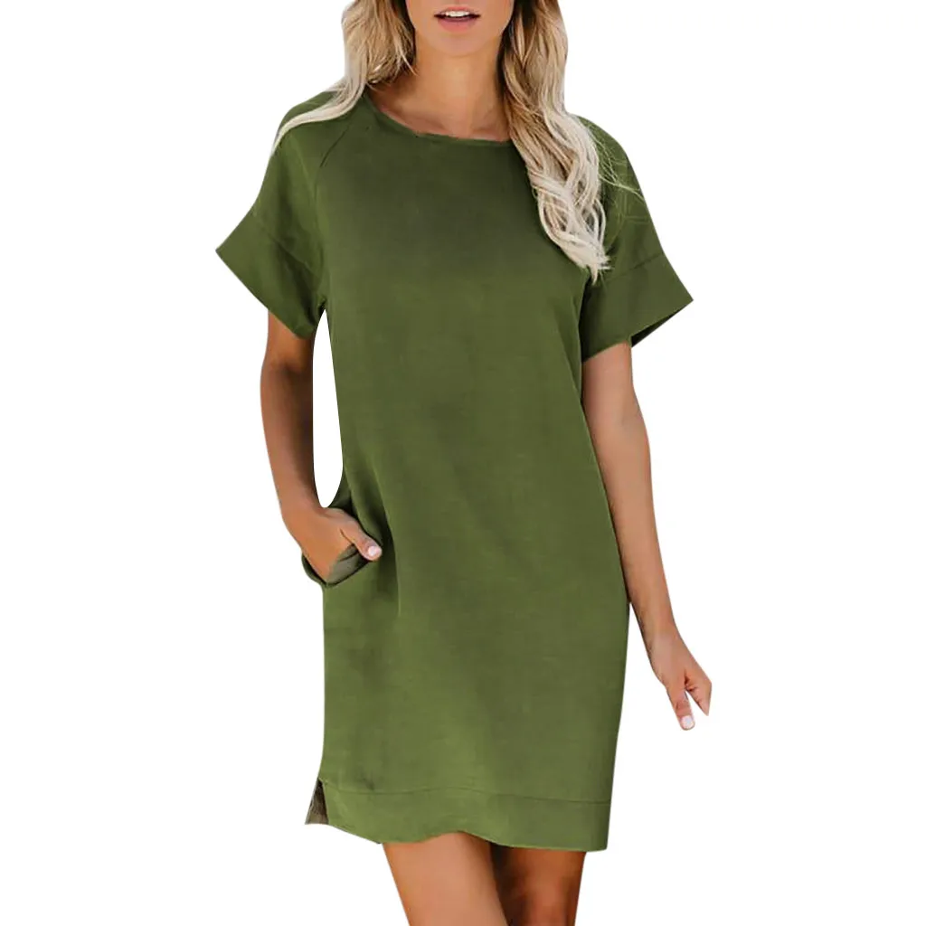 Vestidos De Fiesta Багги Sukienka Vestiti Donna Женская мода Elbise короткий рукав o образный вырез