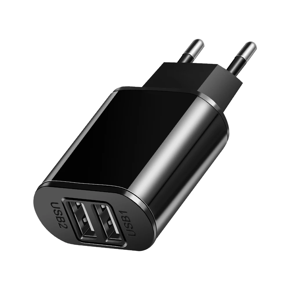 Универсальное зарядное устройство для мобильного телефона 5V1A/5V2A USB зарядное устройство для путешествий портативное настенное зарядное устройство для iphone samsung адаптер EU Plug черный/белый - Тип штекера: Black  2 USB