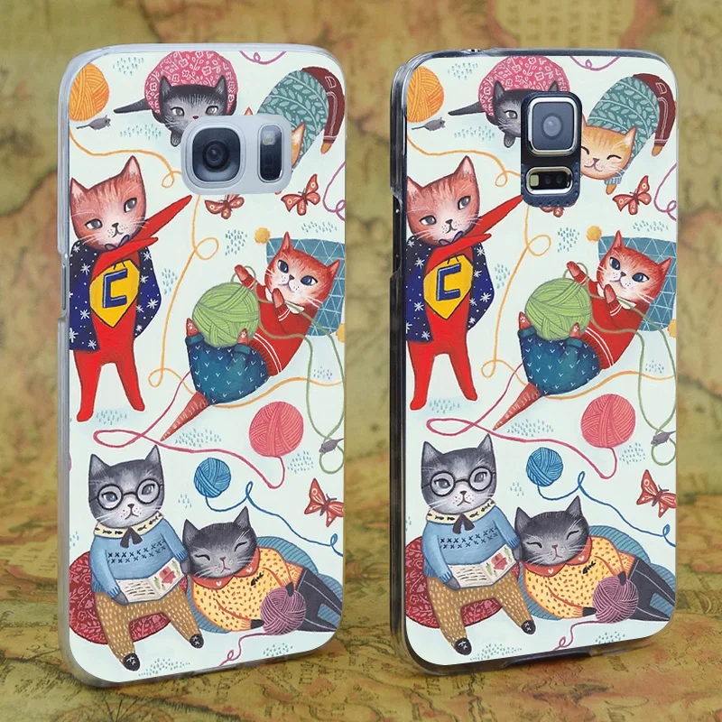 E2697 Cats Funny Art Transparent Hard PC Case Cover For Samsung Galaxy Note S 3 4 5 6 7 8 9 Mini Edge Plus |