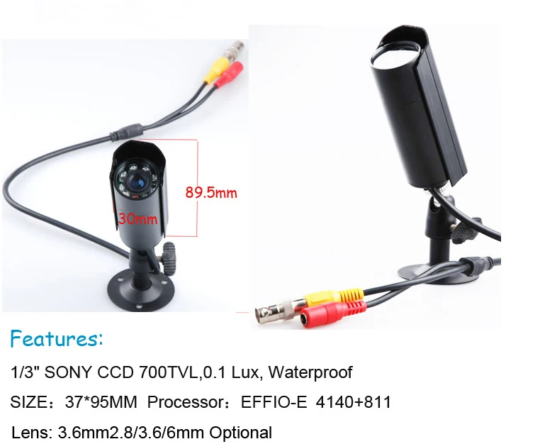 700TVL 1/3 &quotSONY Effio-e CCD 8 Светодиодов ИК Безопасности Открытый CCTV Камеры