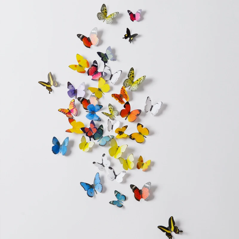 19 шт. 3D наклейки на стену с бабочками креативные Цветочные декоративные