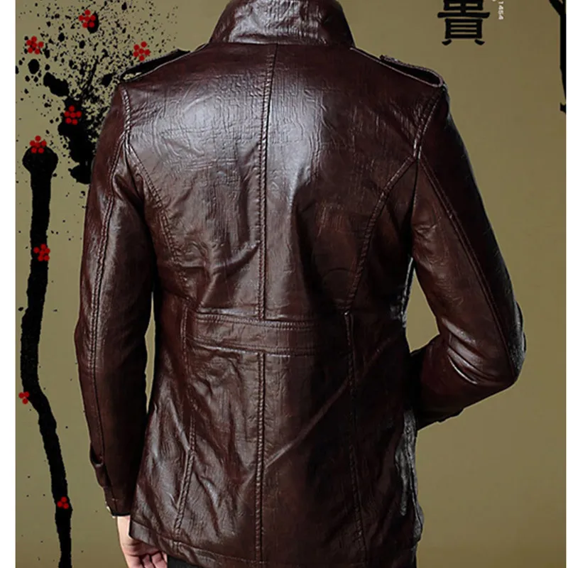 Мужская теплая куртка из искусственной кожи Повседневная размер M 4XL зима 2019|casual