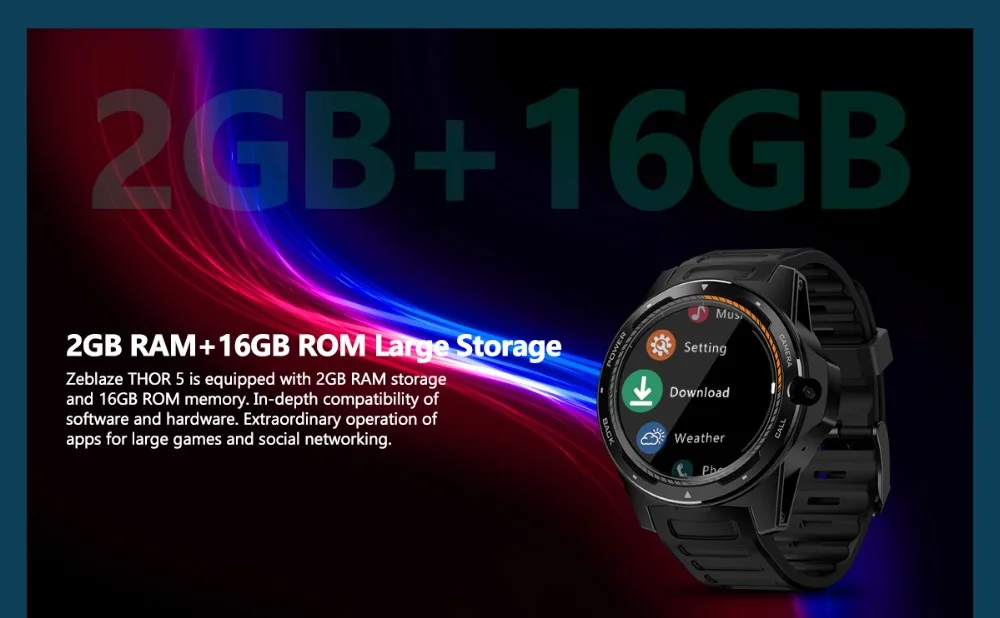 Zeblaze Thor 5 двойная система Смарт-часы 2 ГБ+ 16 Гб 8.0MP фронтальная камера гибридные умные часы 1,3" AOMLED экран 454* 454px флагман